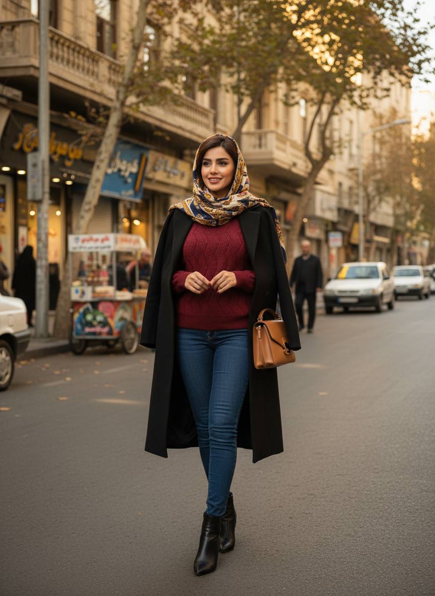 بافت ریز طرحدار دو رنگ زیگزاکی مزون دیبا یزد لباس گرم زنانه شیک