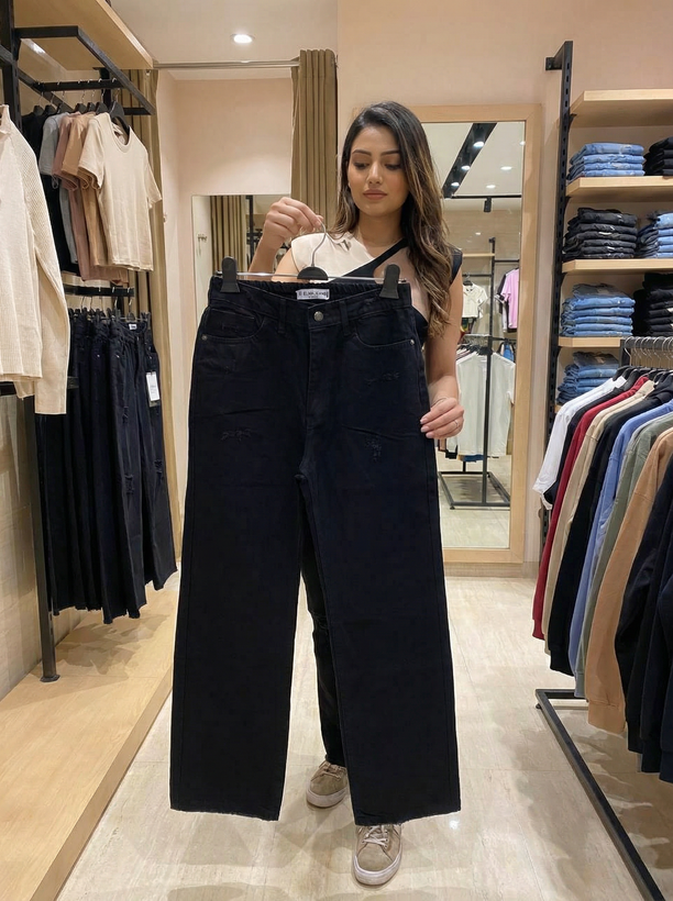 شلوار جین نیمبگ زنانه مشکی