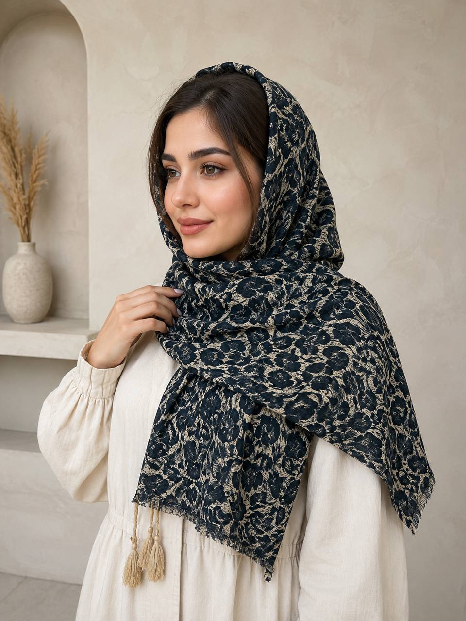 شال نخی زنانه طرحدار سبک و لطیف مناسب استایل روزمره