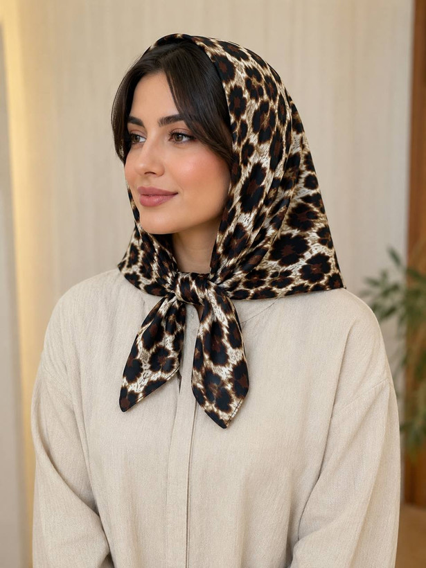 مینی اسکارف نخی پلنگی دخترانه با طرح خاص و شیک