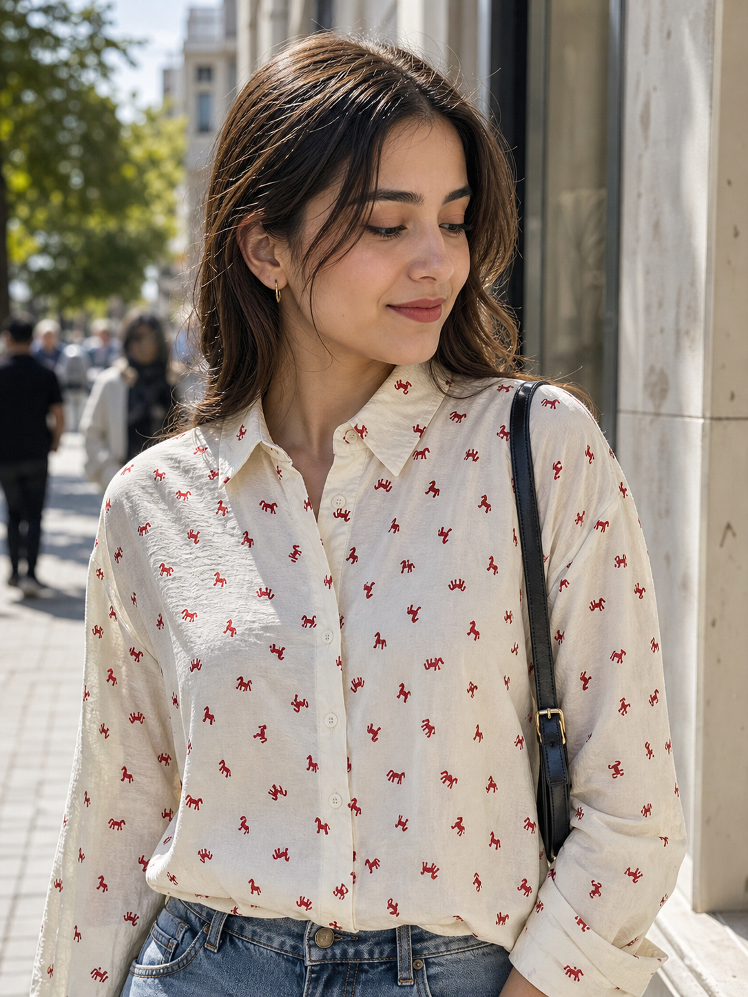 شومیز زنانه نگینی طرح هرمس