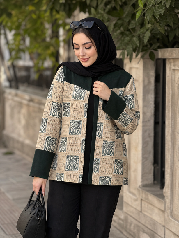 تنخور کت مجلسی زنانه دو رنگ ژاکارد تنخور