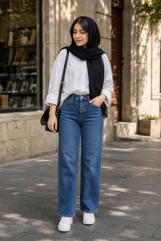 تنخور شلوار جین زنانه نیمبگ آبی تیره