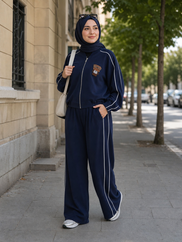 تنخور ست زنانه جکت و شلوار بغل نواری